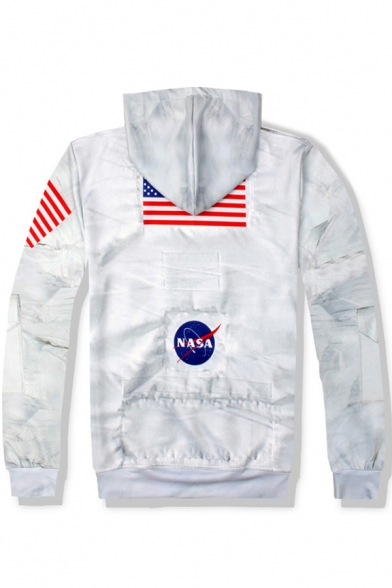 white hoodie with flags on sleeves