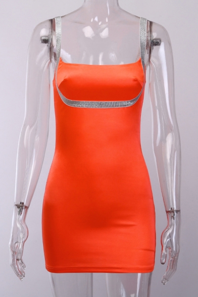 Womens Designer Contrast Tape Patch Sleeveless Mini Satin Fitted Dress