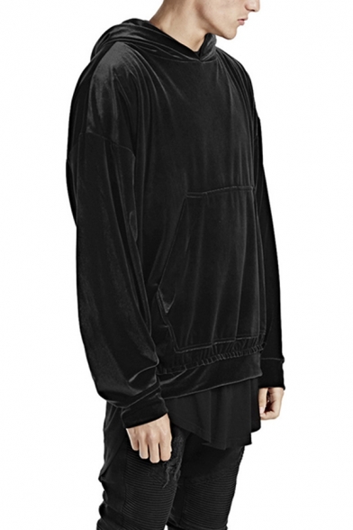 Hip Hop Style Whole Colored Long Sleeves Oversized Velvet Hoodie for Men
