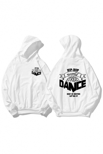 Fancy Letter HIP-HOP WORLD STREET DANCE Printed Long Sleeve Relaxed Fit Thick Hoodie