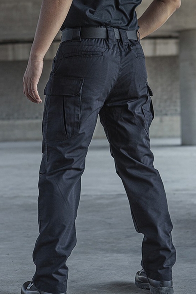 Men's Classic Plain Camouflage Print Zip Placket Straight Pants Outdoor Sport Trousers