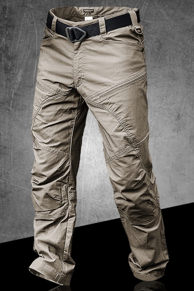 Men's Cool Solid Color Zipper Fly Straight Fit Outdoor Tactical Pants