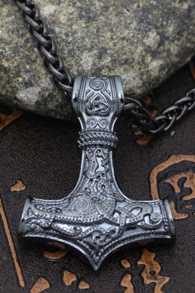 Cool Trendy Retro Viking Mjolnir Thor's Hammer Necklace