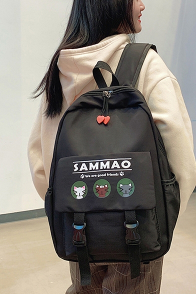 Preppy Looks Letter SAMMAO Cat Graphic Travel Large Capacity Backpack