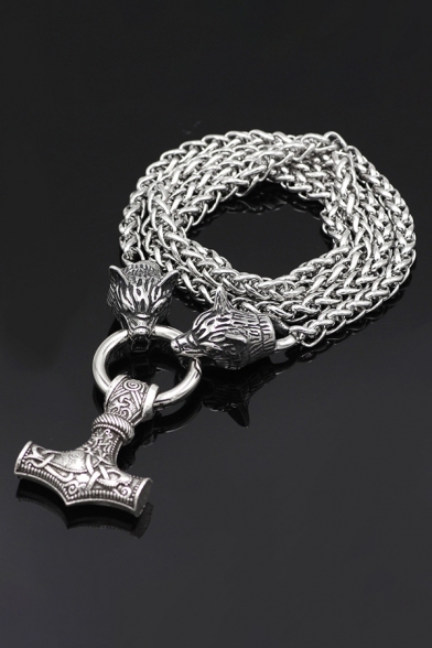 Handmade Punk Viking The Hammer of Thor Necklace in Silver