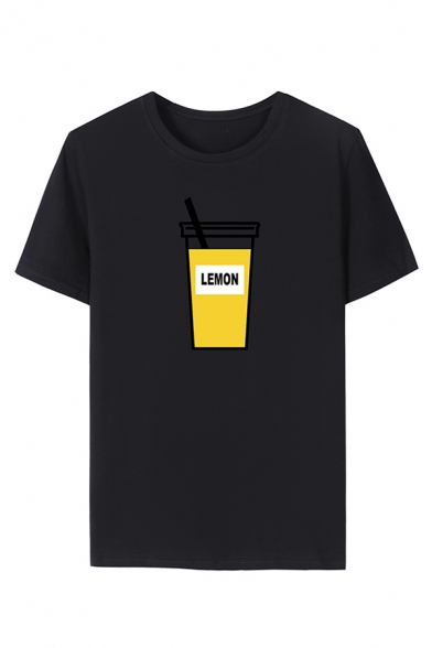 Stylish Boys' Short Sleeve Crew Neck Lemon Graphic Slim Fit T Shirt
