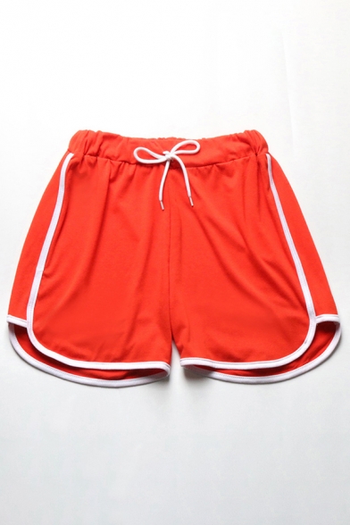 Active Girls Drawstring Waist Contrasted Piped Cotton Slit Side Fitted Shorts