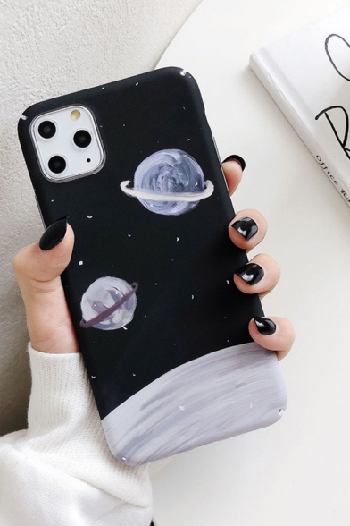 Designer Creative Oil Planet Painting Printed Phone Case in Black