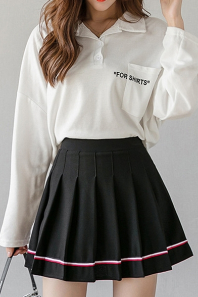 Fashion Girls High Rise Stripe Printed Mini Pleated A-Line Tennis Skirt