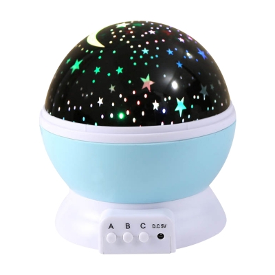 Spherical USB & Battery Projection Light Rotating LED Star Moon Pattern Projection Night Light, Blue/Pink/Purple