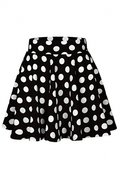 Cute Girls High Waist Polka Dot Pattern Short Pleated A-Line Skirt