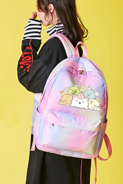 Pink Fancy Campus Sumikko Cartoon Printed Colorful Backpack for Students