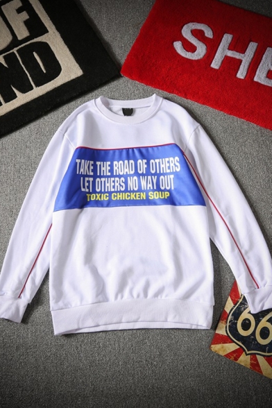 Leisure Simple Long Sleeve Crew Neck TAKE THE ROAD OF OTHERS Comic Graphic Loose Pullover Sweatshirt