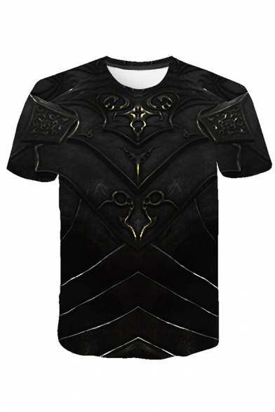 Popular Mens Short Sleeve Crew Neck Game Cosplay Buckle Belt Tee 3D Printed Relaxed Fit T Shirt