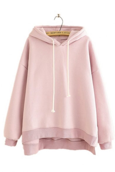 Women's Fashionable Long Sleeve Drawstring Solid Color Oversize Hoodie