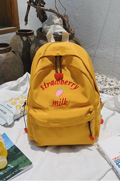 Fashionable Students Letter STRAWBERRY MILK Strawberry Graphic Backpack