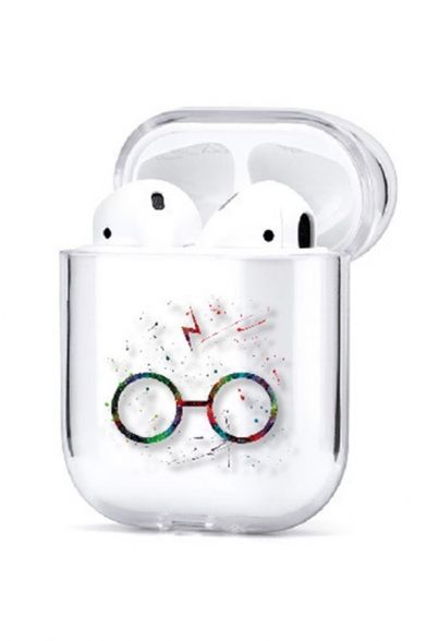 Funny Glasses Owl Dog Patterned Letter Graphic White Airpods Case