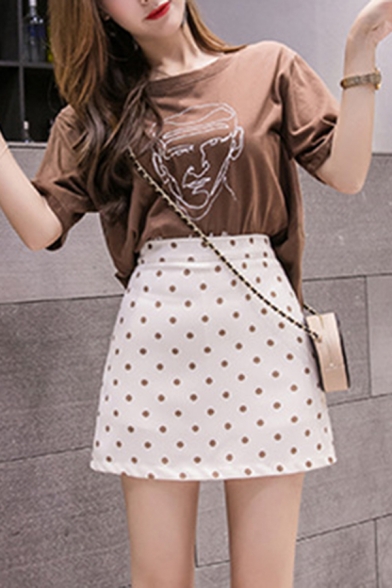 Cute Girls High Waist Polka Dot Pattern Mini A-Line Skirt