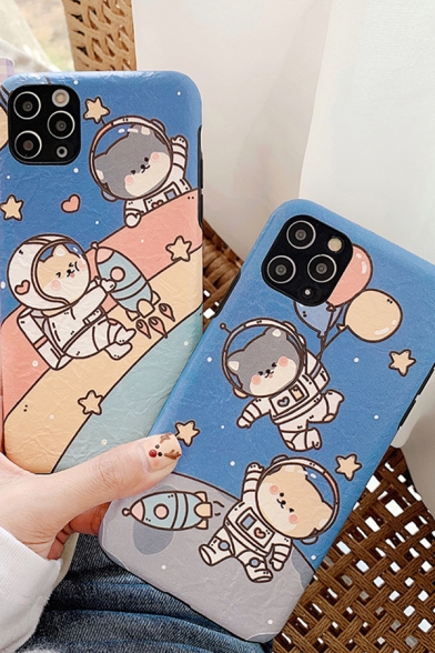 Lovely Amazing Astronaut Bear Rocket Printed Couple Phone Case