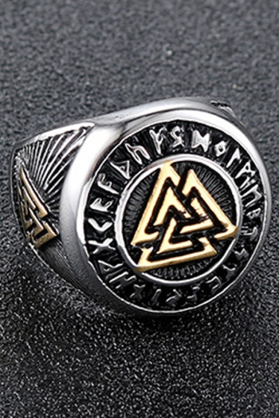 Vintage Guys Viking Style Symbol Valknut Ring