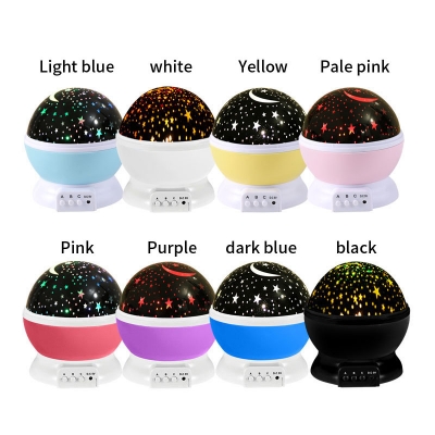 Spherical USB & Battery Projection Light Rotating LED Star Moon Pattern Projection Night Light, Blue/Pink/Purple