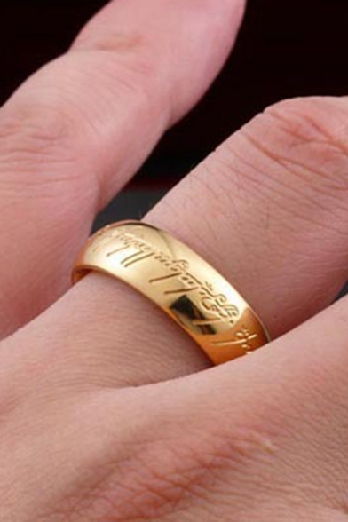 Unique Gift Letter Sculpture 24K Gold Plated Ring for Guys
