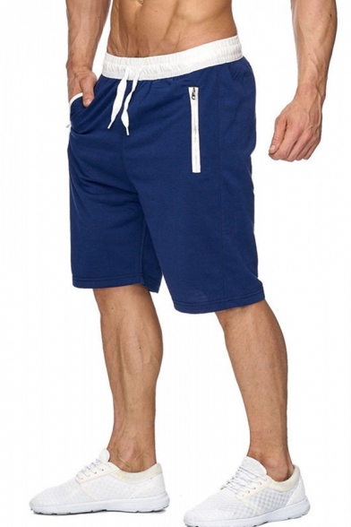 Casual Mens Drawstring Waist Contrast Piped Relaxed Shorts