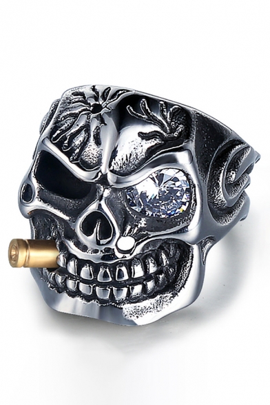 Unique Designer Creepy Skull Punk Style Ring for Mens