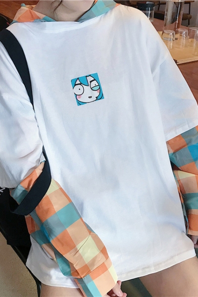Harajuku Girls Long Sleeve Drawstring Logo Printed Loose Hoodie with Pocket