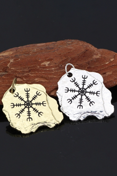 Stylish Street Viking Rune Printed Asymmetric Necklace for Guys