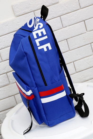 Trendy Street Letter BE YOURSELF Print Striped Cool Backpack
