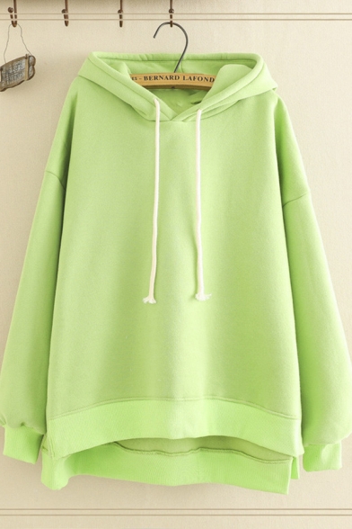 Women's Fashionable Long Sleeve Drawstring Solid Color Oversize Hoodie