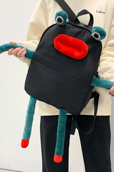 Funny Designer Ugly Frog Patterned Contrasted Backpack for Students