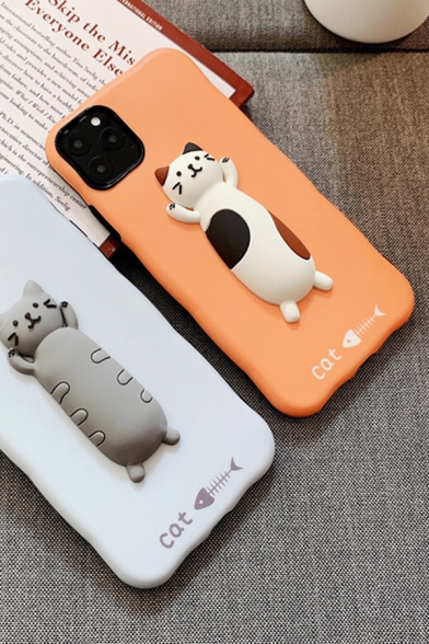 Lovely Letter CAT Fishbone Cat Print Silicone Phone Case