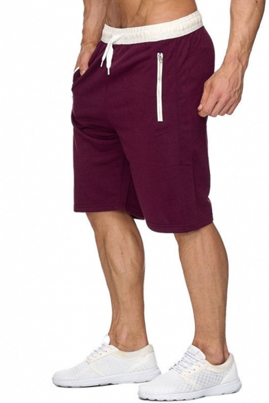 Casual Mens Drawstring Waist Contrast Piped Relaxed Shorts