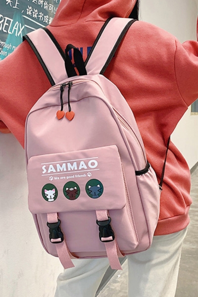 Preppy Looks Letter SAMMAO Cat Graphic Travel Large Capacity Backpack