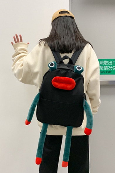Funny Designer Ugly Frog Patterned Contrasted Backpack for Students
