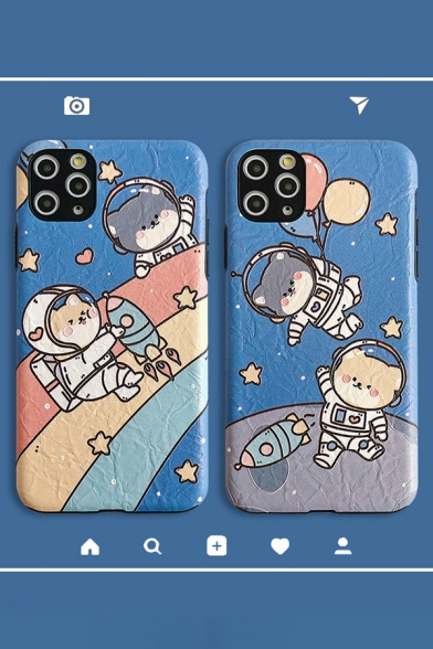 Lovely Amazing Astronaut Bear Rocket Printed Couple Phone Case
