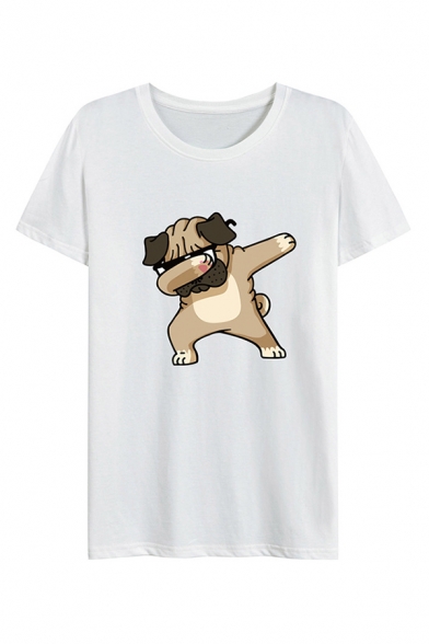Men's Cozy Short Sleeve Crew Neck Funny Dog Patterned Fitted Tee
