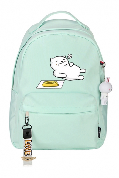 Preppy Looks Letter GIVE ME Cartoon Cat Printed Large Capacity Backpack