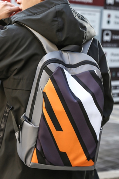Casual Students Stripe Printed Waterproof Large Capacity Backpack