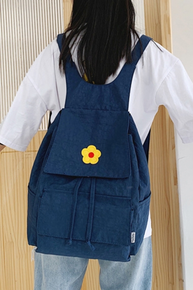 Korean Style Flower Embroidered Backpack for Students