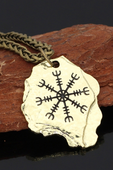 Stylish Street Viking Rune Printed Asymmetric Necklace for Guys