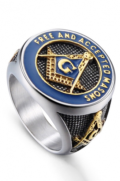 Wholesale Cool Letter FREE AND ACCEPTED MASONS Religious Ring in Blue