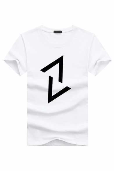 Designer Short Sleeve Crew Neck Chevron Printed Slim Fitted T Shirt for Boys