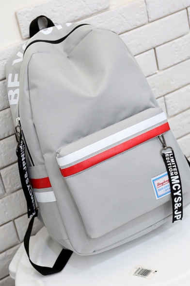 Trendy Street Letter BE YOURSELF Print Striped Cool Backpack