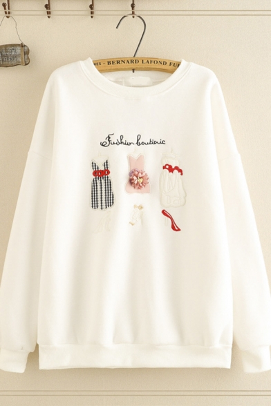 Basic Girls' Long Sleeve Crew Neck Dress Graphic Embroidery Relaxed Fit Pullover Sweatshirt