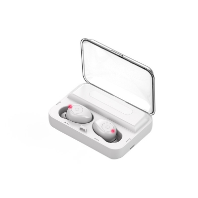 TWS F9 LED Screen Wireless Bluetooth Headset V5.0 HIFI Vioce Waterproof Bluetooth Headset with Charging Box, White/Black