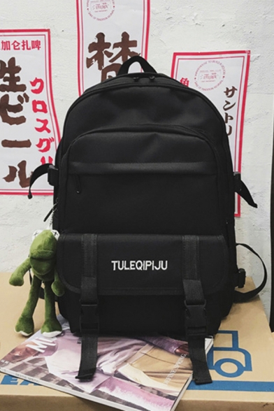 Korean Style Cool Letter TULEQIPIJU Printed Color Block Max Backpack