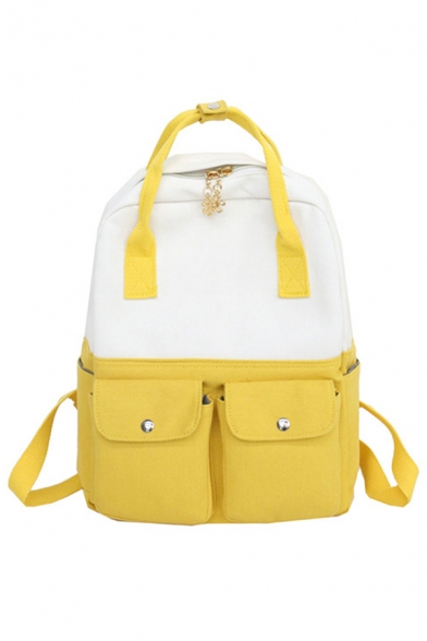 Preppy Looks Cute Colorblocked Utility Canvas Backpack